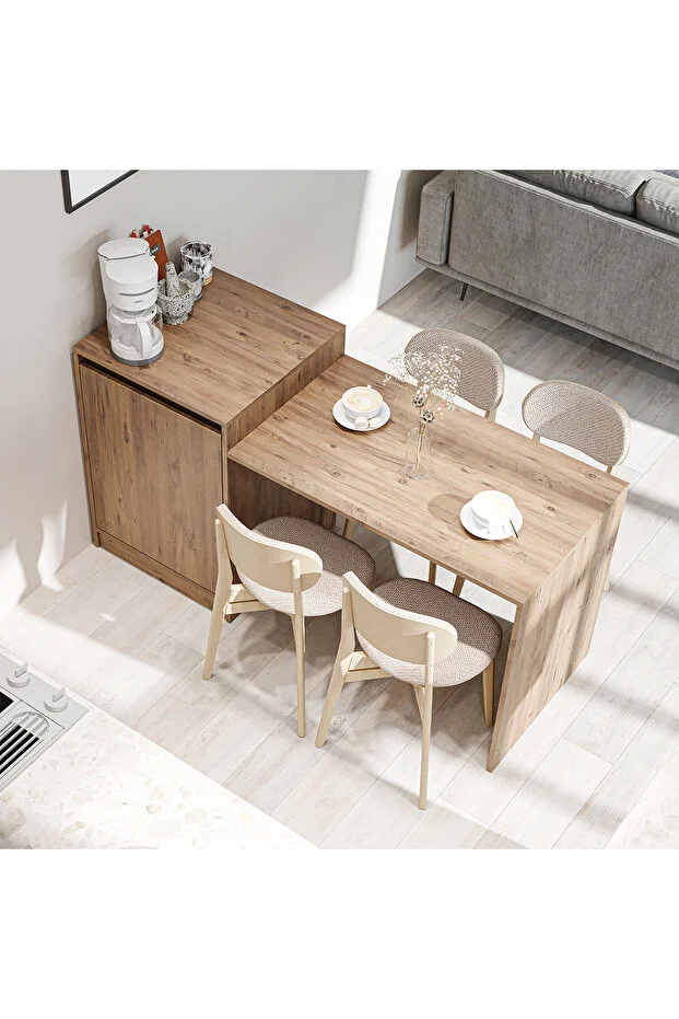 Milano Bar Masası Dolaplı Yüksek Mutfak Yemek Masası